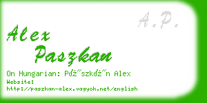 alex paszkan business card